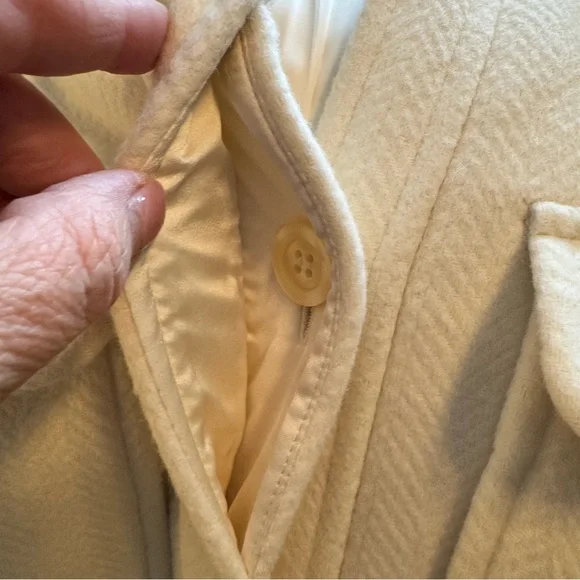 & Other Stories Cream Wool Blend Belted Balloon Sleeve Coat - Picture 6 of 11